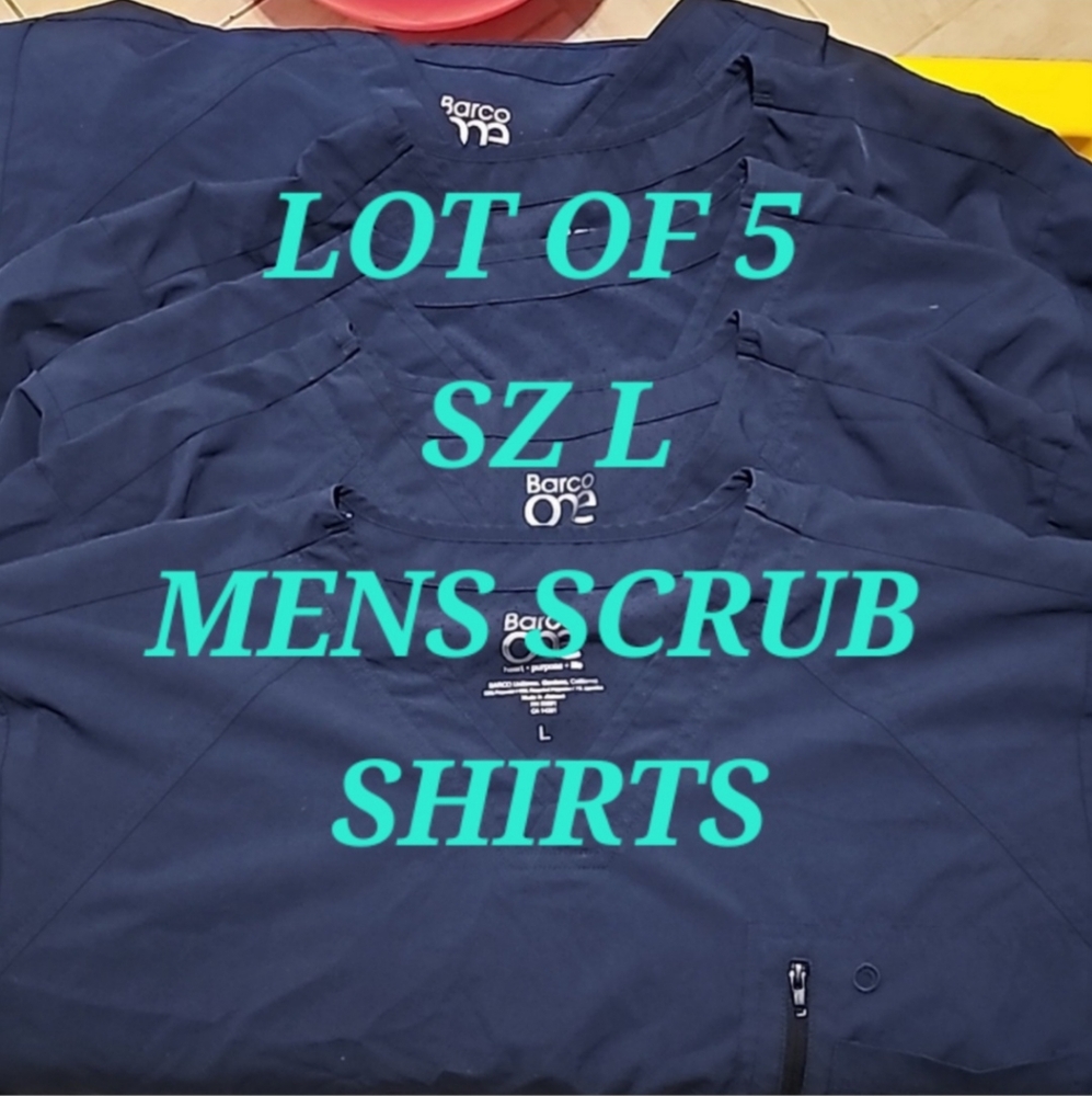 Lot of 5 Sz L mens Barco one Scrub Tops